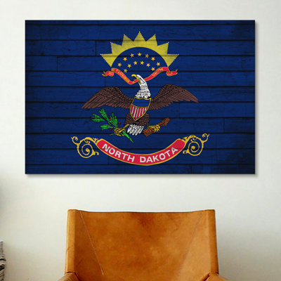« north dakota flag, grunge boards », impression sur toile