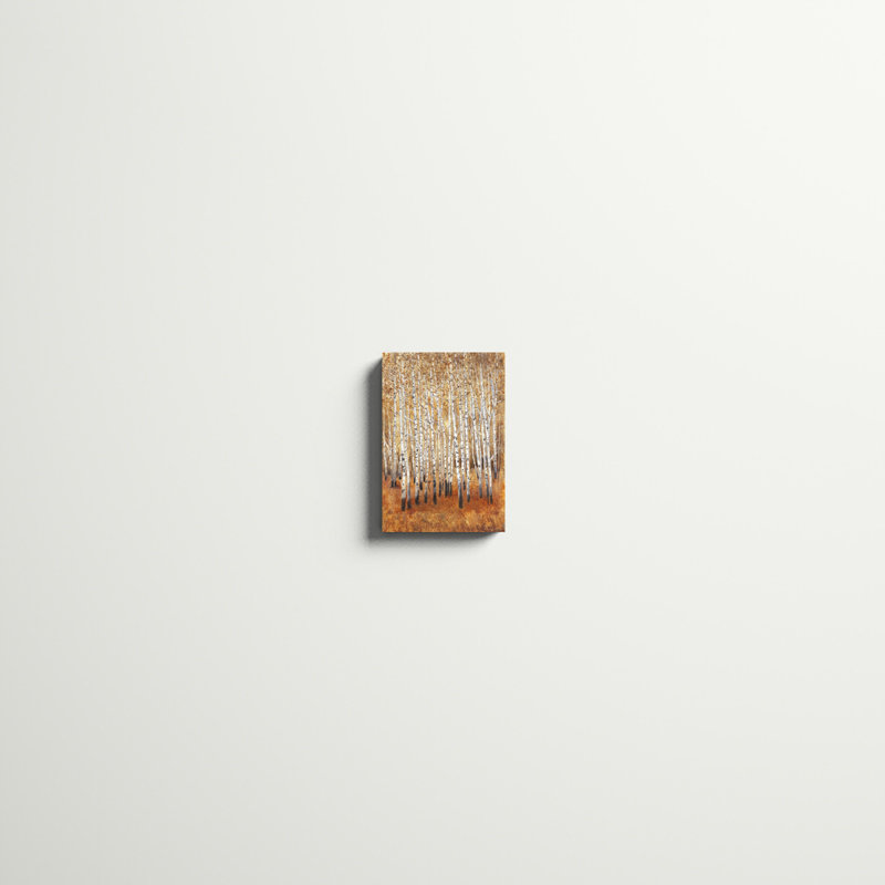 «Sienna Birches II», peinture sur toile, H 12 po x l 8 po