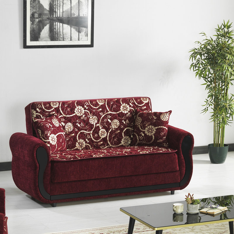 Herfriede Upholstered 69.7'' Sleeper Sofa, Burgundy Chenille