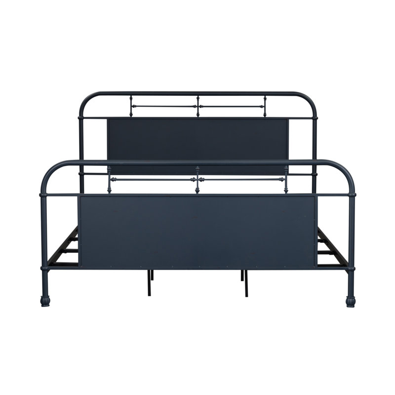 Edmund Metal Standard Bed, King, Navy