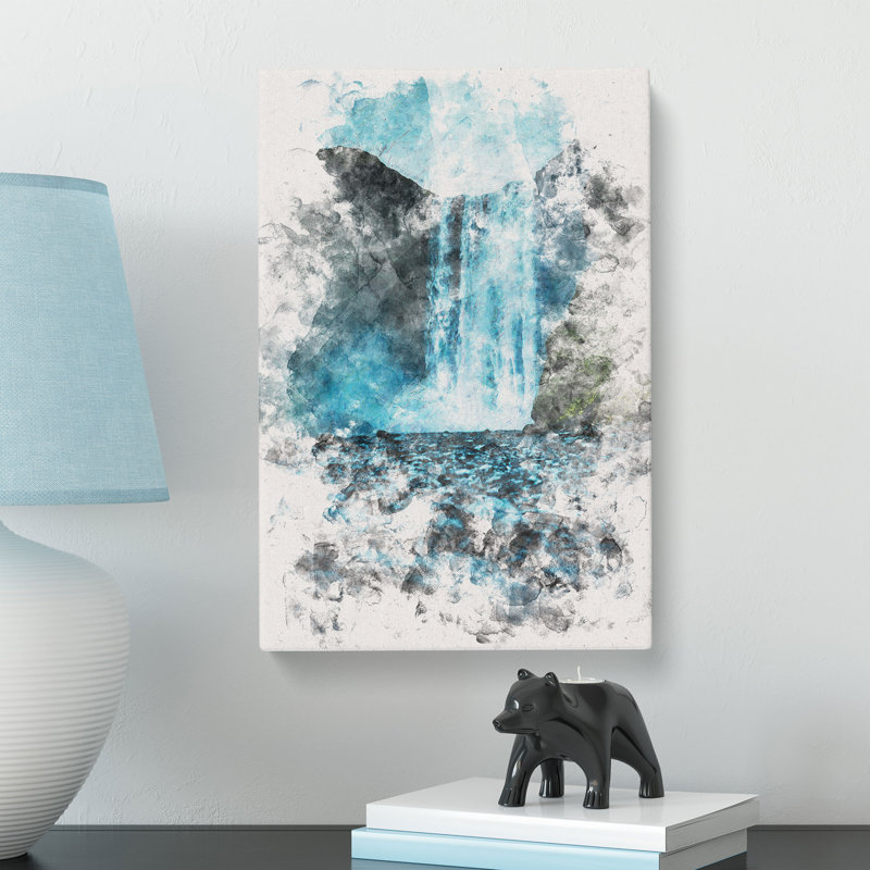 Waterfall Path In Iceland - Wrapped Canvas, 60cm H x 40cm W x 4cm D