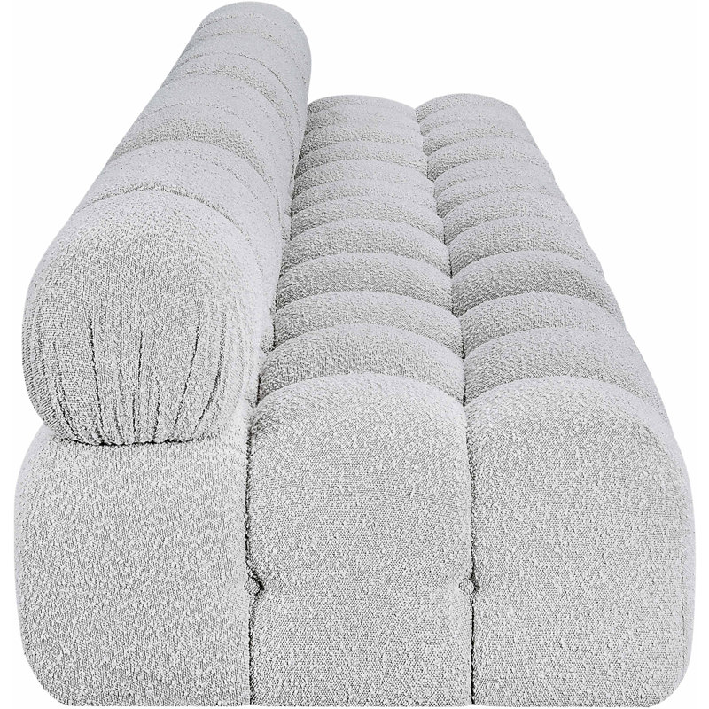 Ames Upholstered Sofa, Grey Boucle Fabric, 4 Armless
