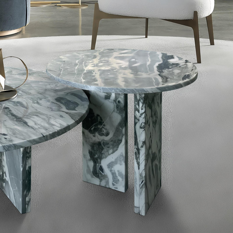 ensemble de tables basses en marbre naturel, Bleu/gris