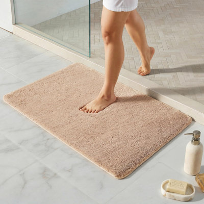 Bathroom Rug, Ultra Soft Bath Rugs Non Slip Washable, Super Absorbent Quick Dry Bath Mat with Rubber Backing for Bathroom Floor, Shower, or Sink, Beige 20" x 30"
