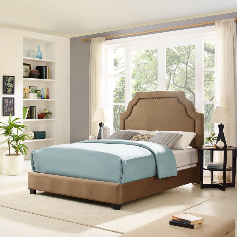 Benedict Upholstered Headboard, King, Camel Microfiber