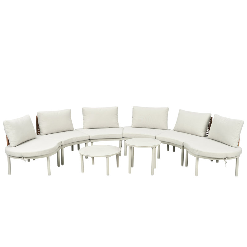 Canapé de patio, Coussin beige / cadre beige / naturel