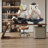 Nut-brown + Beige Rectangular Manufactured Wood + Carbon Steel with 3 drawers desk-695037384-695037389