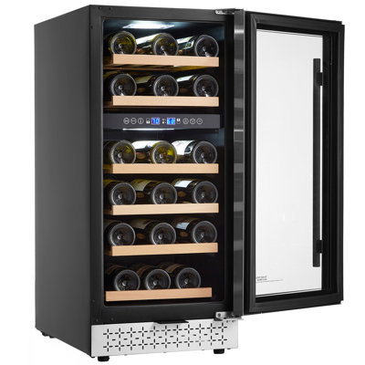 Wine Cooler 28 Bottle Dual Zone Mini Wine Fridge with Glass Door Temp Control