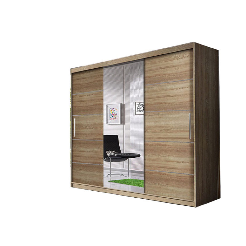 2 Door Wardrobe, Black/Sonoma