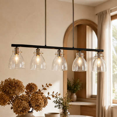 5 - Light Dimmable Shaded Linear Chandelier
