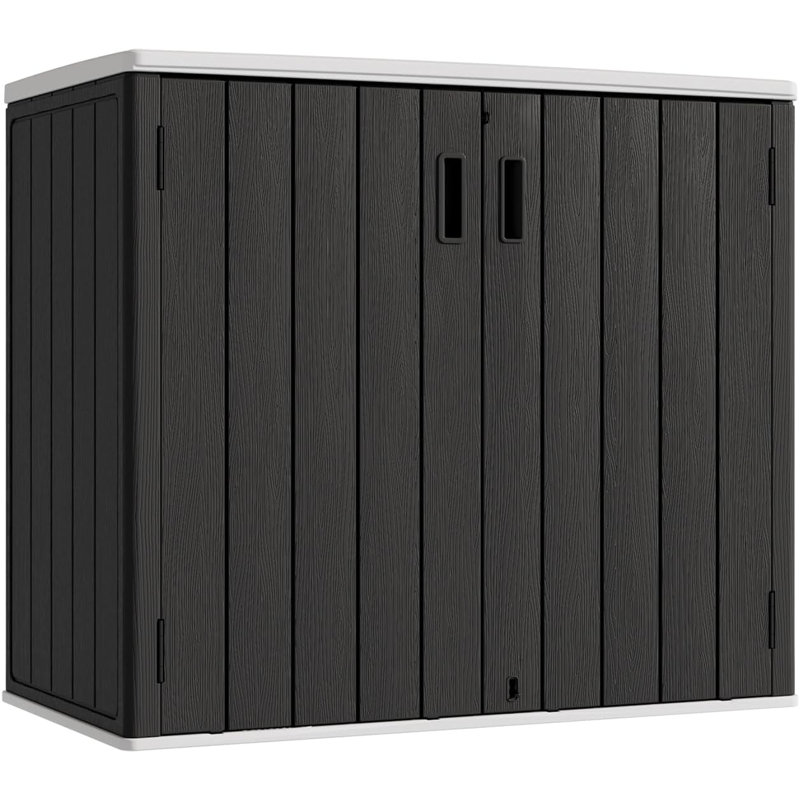 Storage Sheds,37 Cu.Ft Lockable Storage Cabinet Waterproof Resin Tool Storage Box (Black), Black