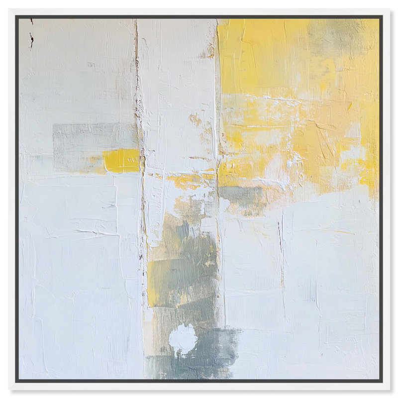 «Sunshine Ruins I Canvas Minimal Abstracts» par Art Remedy, Cadre flottant blanc, H 17 po x l 17 po x P 1,8 po
