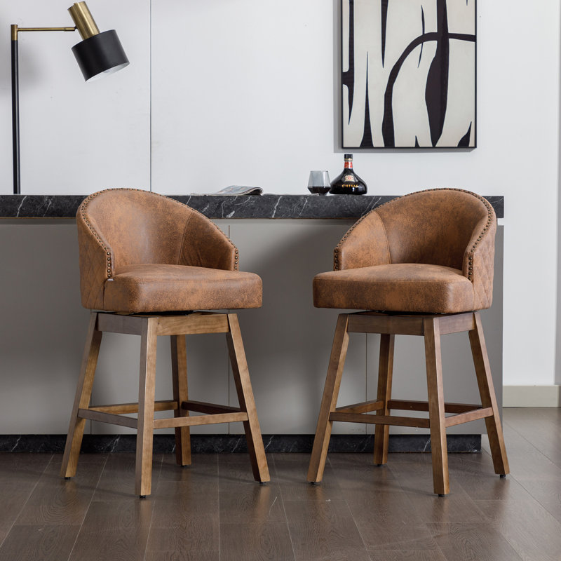 Nivelles Swivel Upholstered Counter Stool, Coffee, Brown