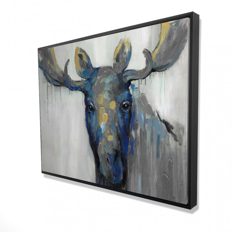 Blue Moose Print On Canvas, H 36 po x l 48 po