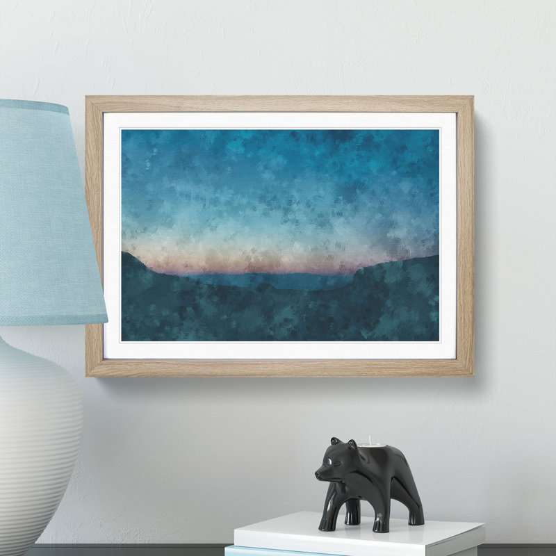 Over the Mountains - Picture Frame Graphic Art Print, Oak, 45cm H x 63cm W x 2cm D
