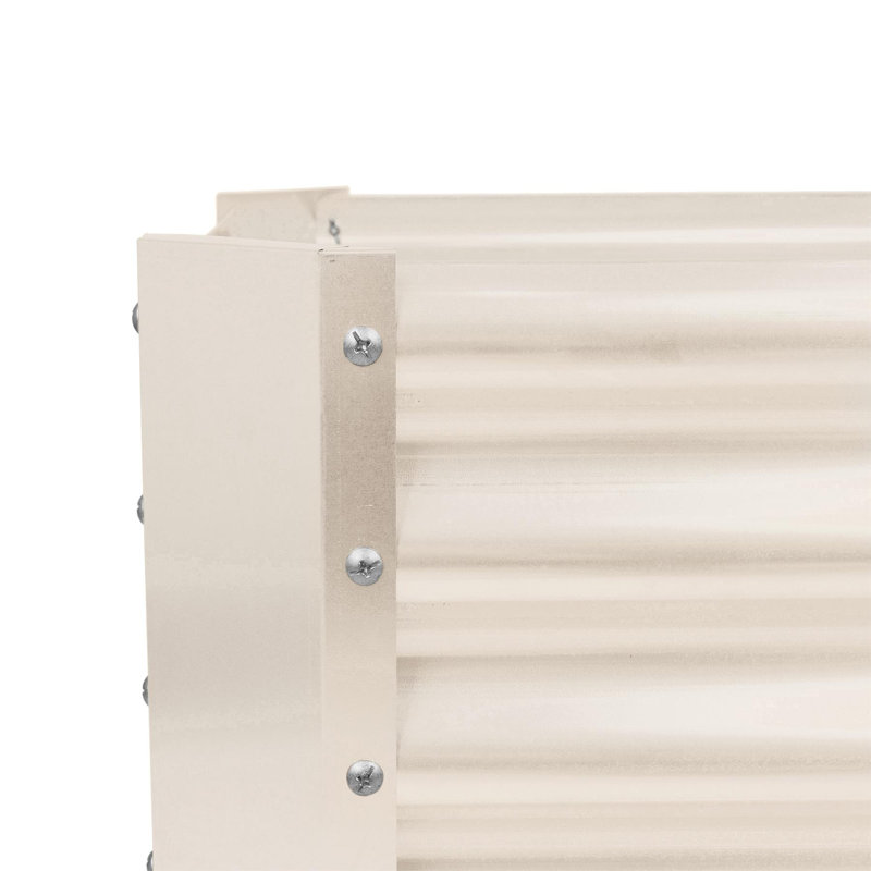 Harbour Housewares - Rectangular Galvanised Steel Raised Garden Bed Planter - Ivory, 30cm H x 120cm W x 60cm D, 1