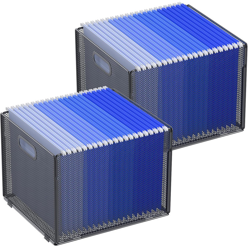 Hanging File Organizer, Mesh File Folder Box File Crate File Folder Organizer Storage Box, Letter Size ,2 Pack