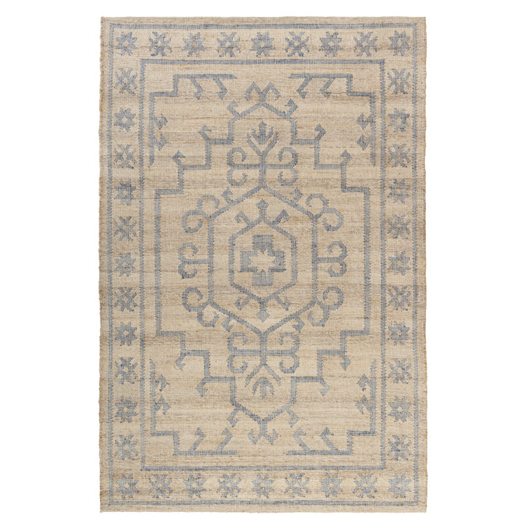 Traditional Medallion Hand-Made Hand-Woven Jute/Wool/Cotton Area Rug