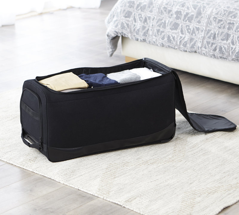 Fabric Rolling Laundry Hamper with Handles, Black