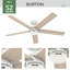 Ventilateur de plafond standard à 5 pales de 52 po avec contrôle mural Burton