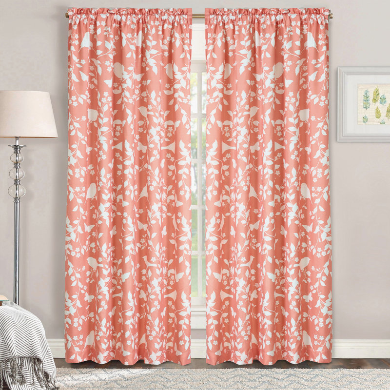 Paire de rideaux Sereno, Corail, L 96 po x l 60 po