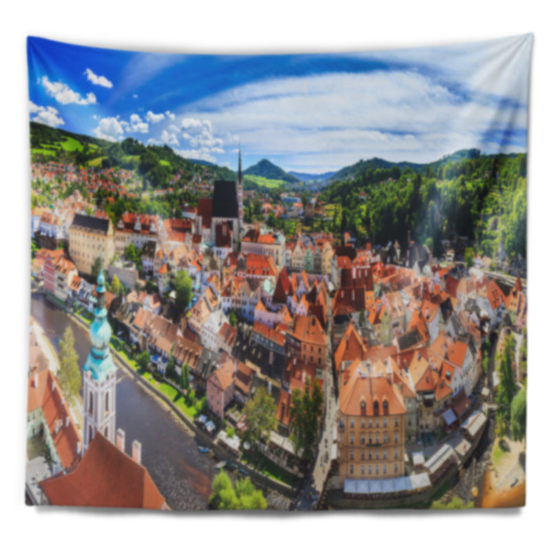 Tapisserie panorama aérienne cityscape city view, H 32 po x l 39 po