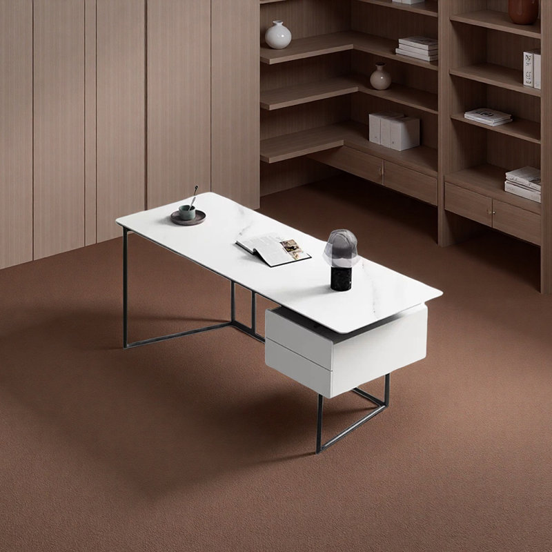 Bureau en pierre frittée de qualité supérieure, Blanc, H 29,53 po x l 47,24 po x P 23,62 po