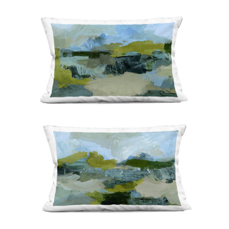 Coussin Stupell Industries Abstraction avec détails verts par Victoria Barnes (ensemble de 2)