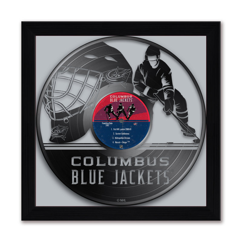 Disque vinyle des Blue Jackets de Columbus (NHL), impression encadrée 13" x 13"., NHL Columbus Blue Jackets