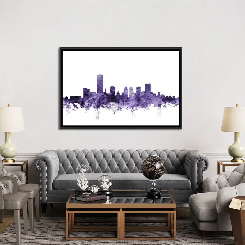 «Oklahoma City Skyline» par Michael Tompsett, reproduction d'art sur toile tendue, H 40 po x l 60 po x P 1,5 po, Pas de tapis