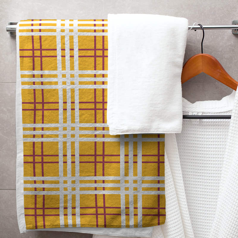 Bath Towel, Microfiber, Yellow/Red/White