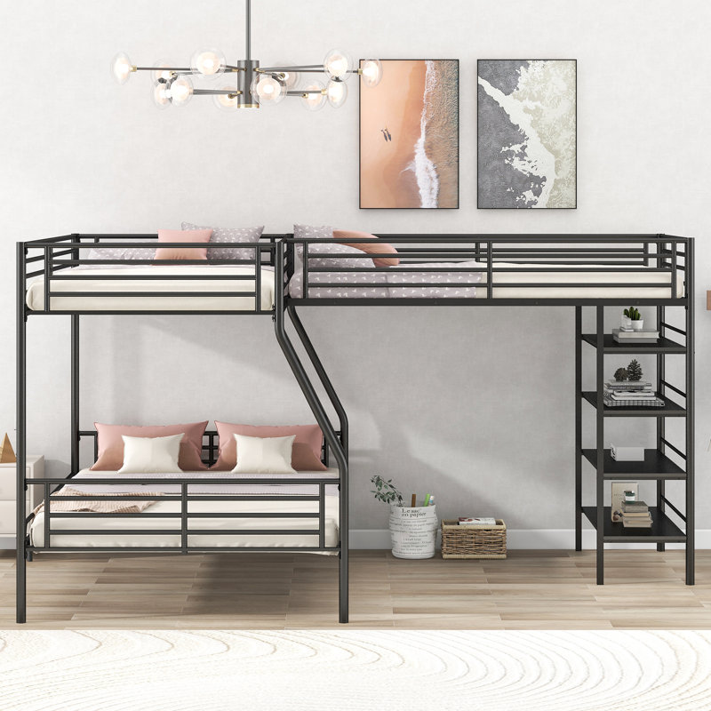 Sheyenne Kids Twin Over Full with Twin Loft L-Shape Bunk Bed