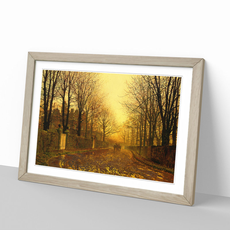 Autumn Evening by John Atkinson Grimshaw - Picture Frame Graphic Art, Oak Framed, 27cm H x 36cm W x 2cm D