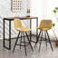 Of 2 Yellow Fabric Kitchen Counter Height Stools, With Cozy Upholstery And Stable Metal Legs