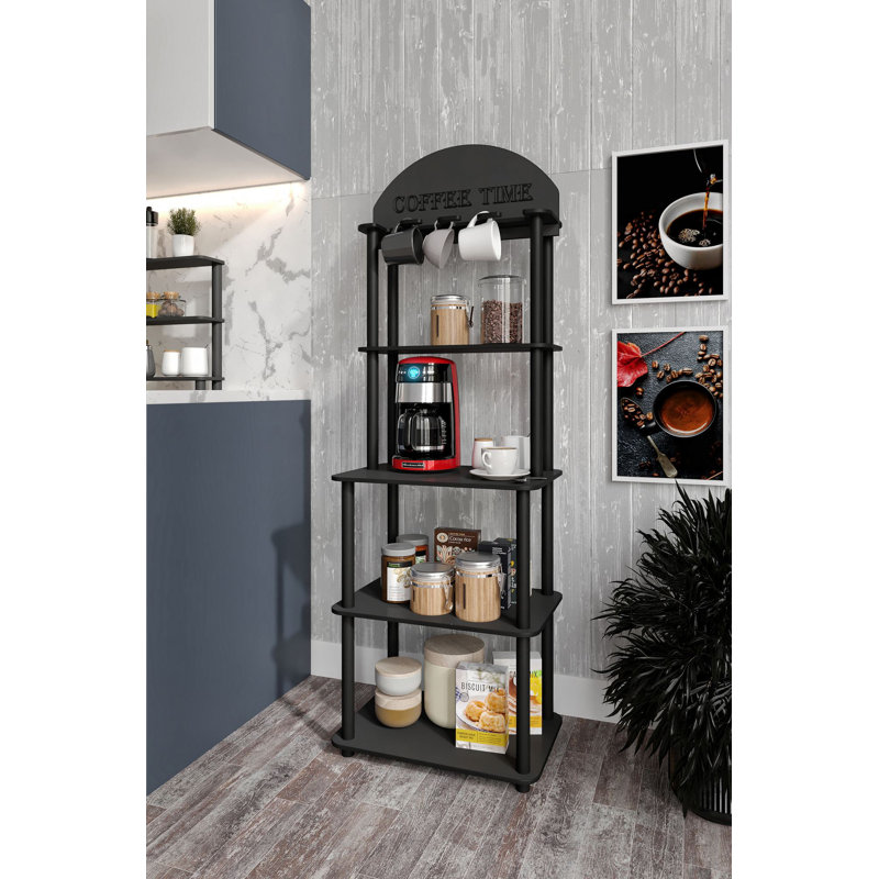 Modern Black Coffee Stand with Compressed Kraft Legs, 19.7 x 55.1 x 11.8 inches | 100% MDF Construction, Stylish Solid Color Design | Perfect for Living Room & Office Spaces, Durable & Elegant