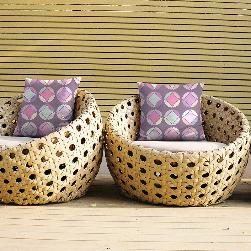 Indoor / Outdoor Geometric Purple Square Throw Pillow Cover, 55.9cm x 55.9cm