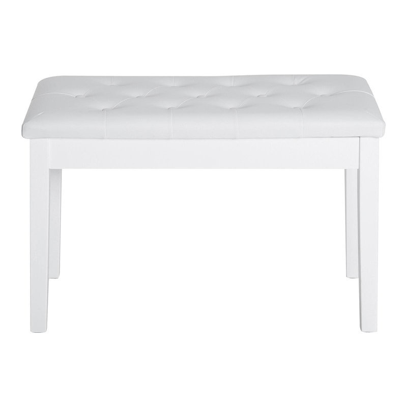 Banc de piano, fauteuil de piano en duo avec coussin rembourré en similicuir et structure en bois, banc à clavier capitonné, blanc