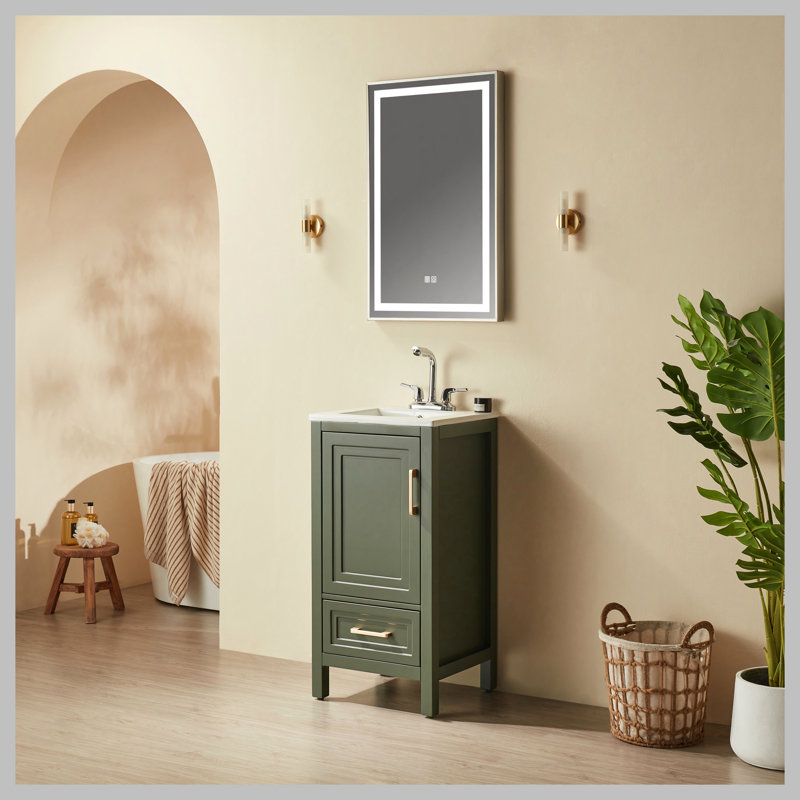 Meuble-lavabo simple autoportant de 18 po avec plateau entièrement assemblé