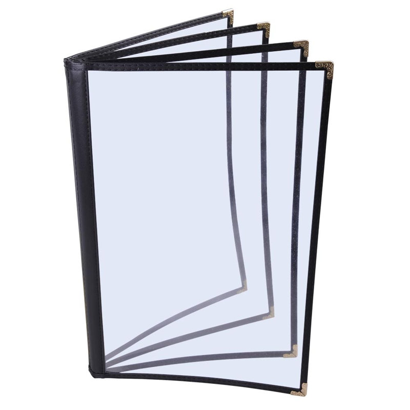 Paquet de 20 pochettes pour menu de restaurant WeChef 8,5 x 11 po style livre 4 pages 8 vues PVC transparent, Bourgogne