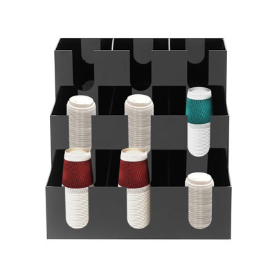 Counter Top Disposable Cups Organizer For Coffee Station, Cup Holder With 9 Compartments
