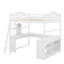 Lit mezzanine double en bois avec bureau