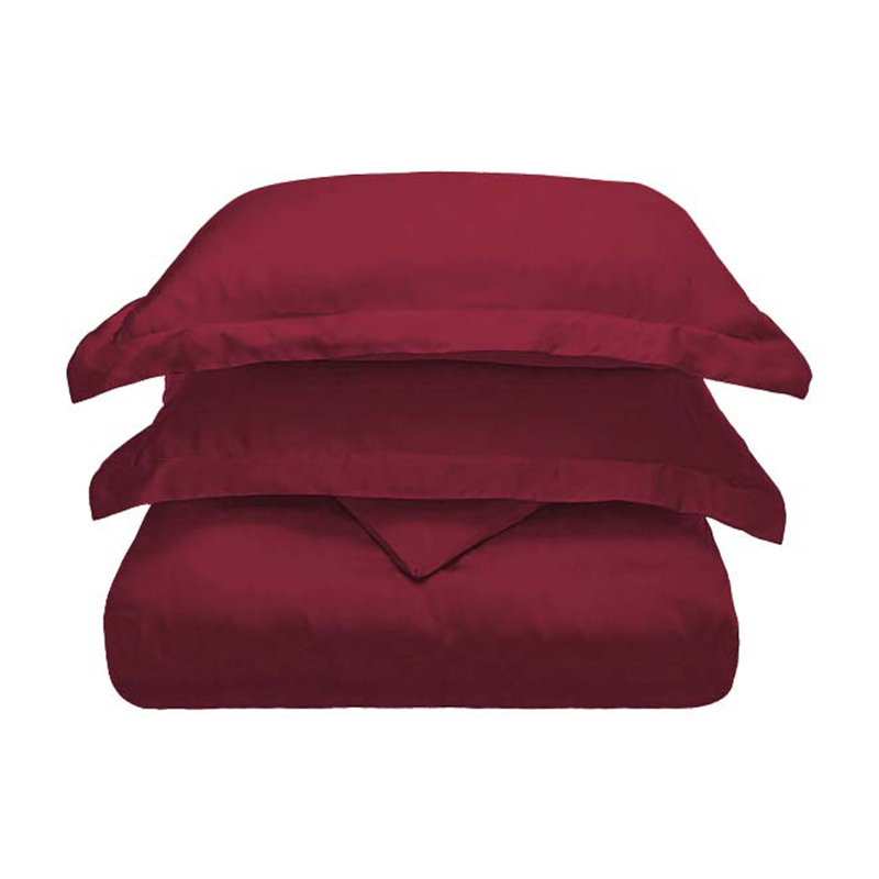 Sateen Solid Colour Duvet Cover, Burgundy, Queen Duvet Cover + 2 Standard Shams