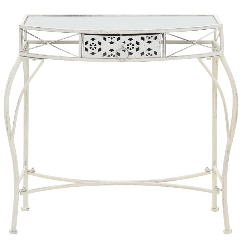 Charlize Glass Top End Table, White