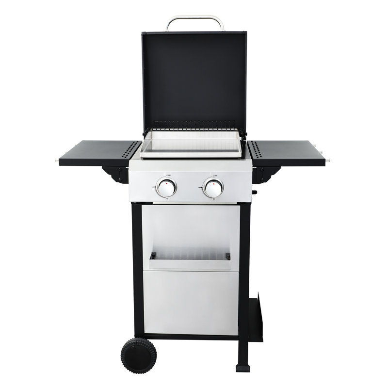 2 barbecues au gaz propane, ss, 24600Btu, grilles de cuisson en émail, table d'appoint pliable, panier suspendu pour gril de ferme 2, station de grillage