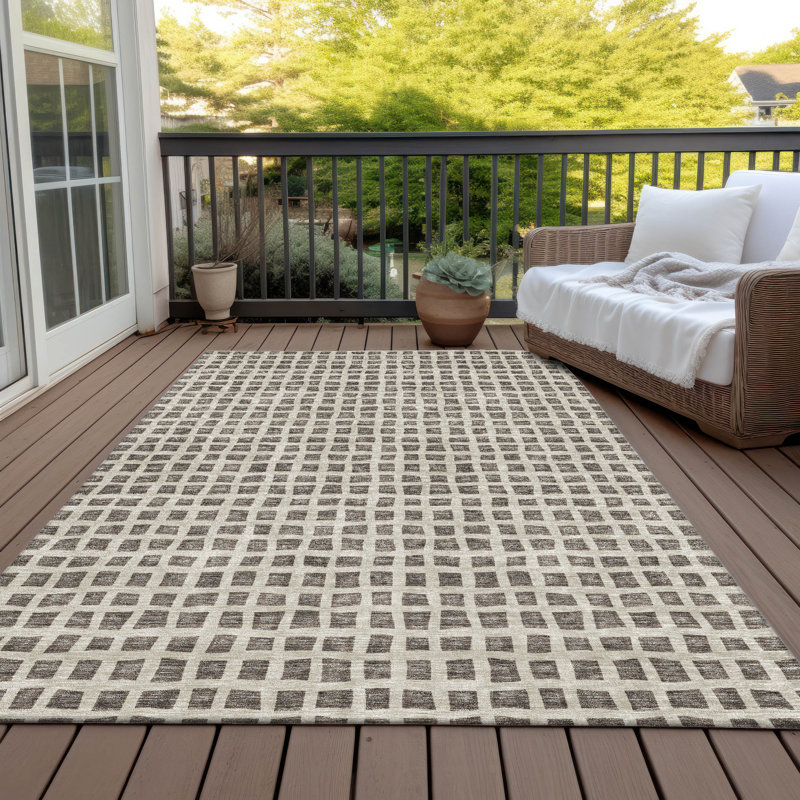 Machine Washable Indoor/Outdoor Chantille ACN727 GeometricRug, 5' x 7'6", Brown