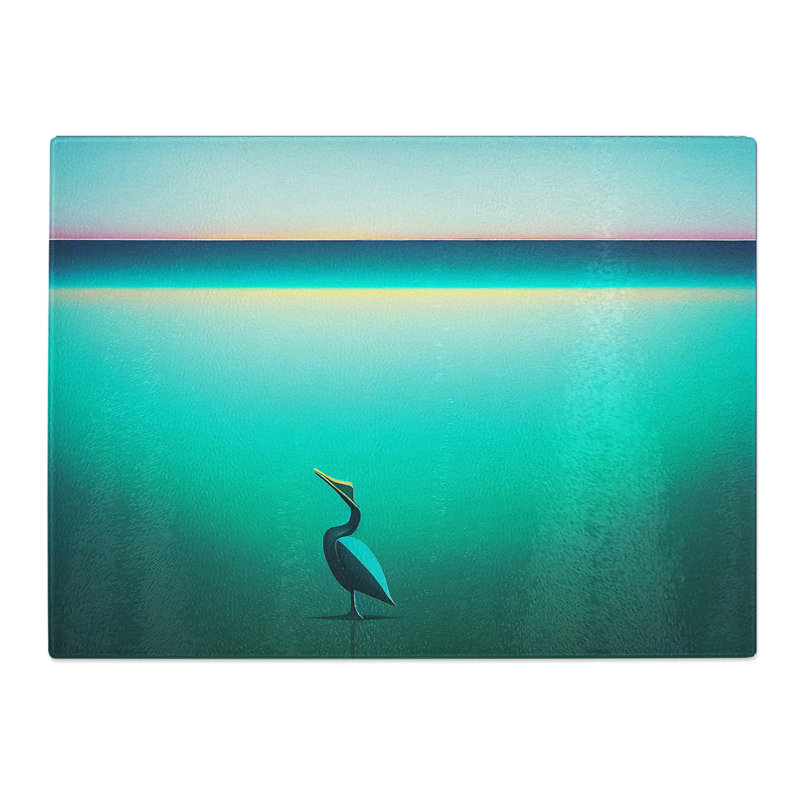 Lone Pelican  Glass Chopping Board