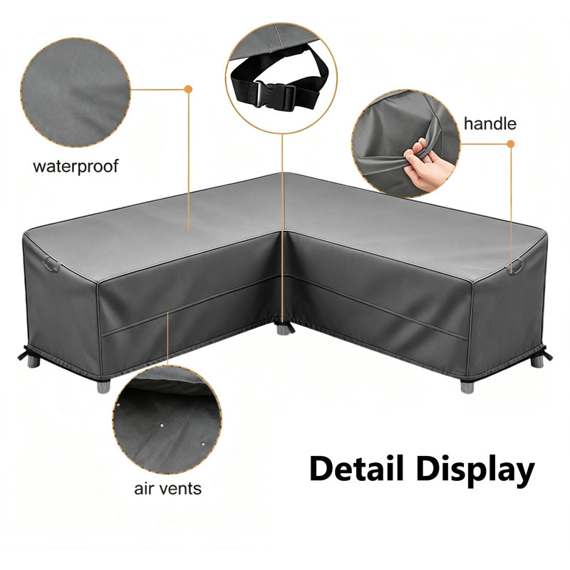 Patio Sectional Cover, Heavy-Duty Waterproof UV-Resistant Outdoor Furniture Cover, 31" H x 100" W x 33" D