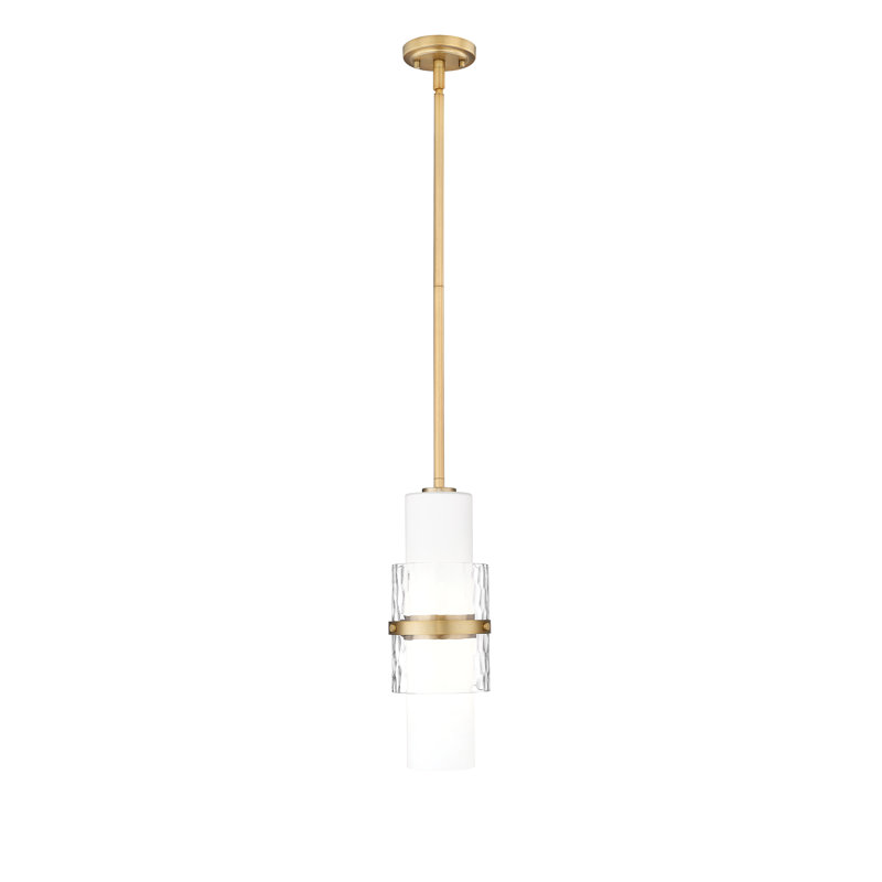 Luminaire suspendu cylindrique à 1 lumière Bryelle, Or moderne