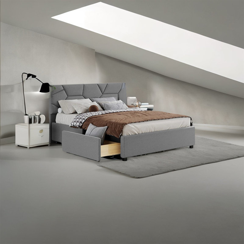 Lit avec rangement Crestline, Double, gris