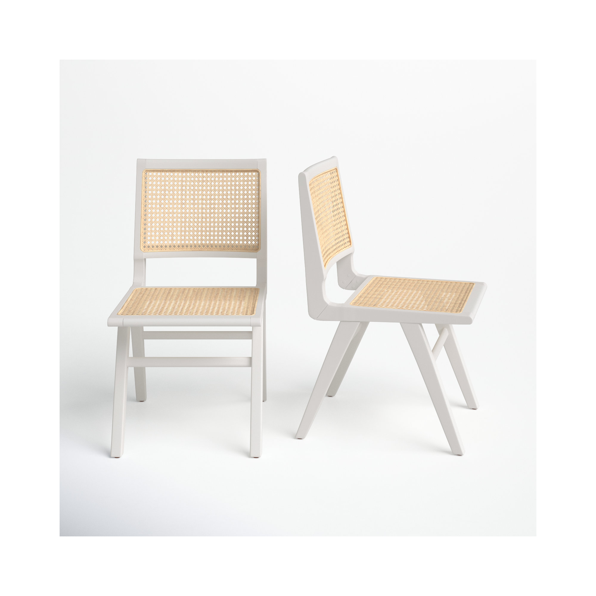 Atticus Cane Dining Chair, White/Natural